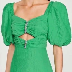 SANDRO NWT Falbala Rhinestone Embellished Cutout Dress Green sz42